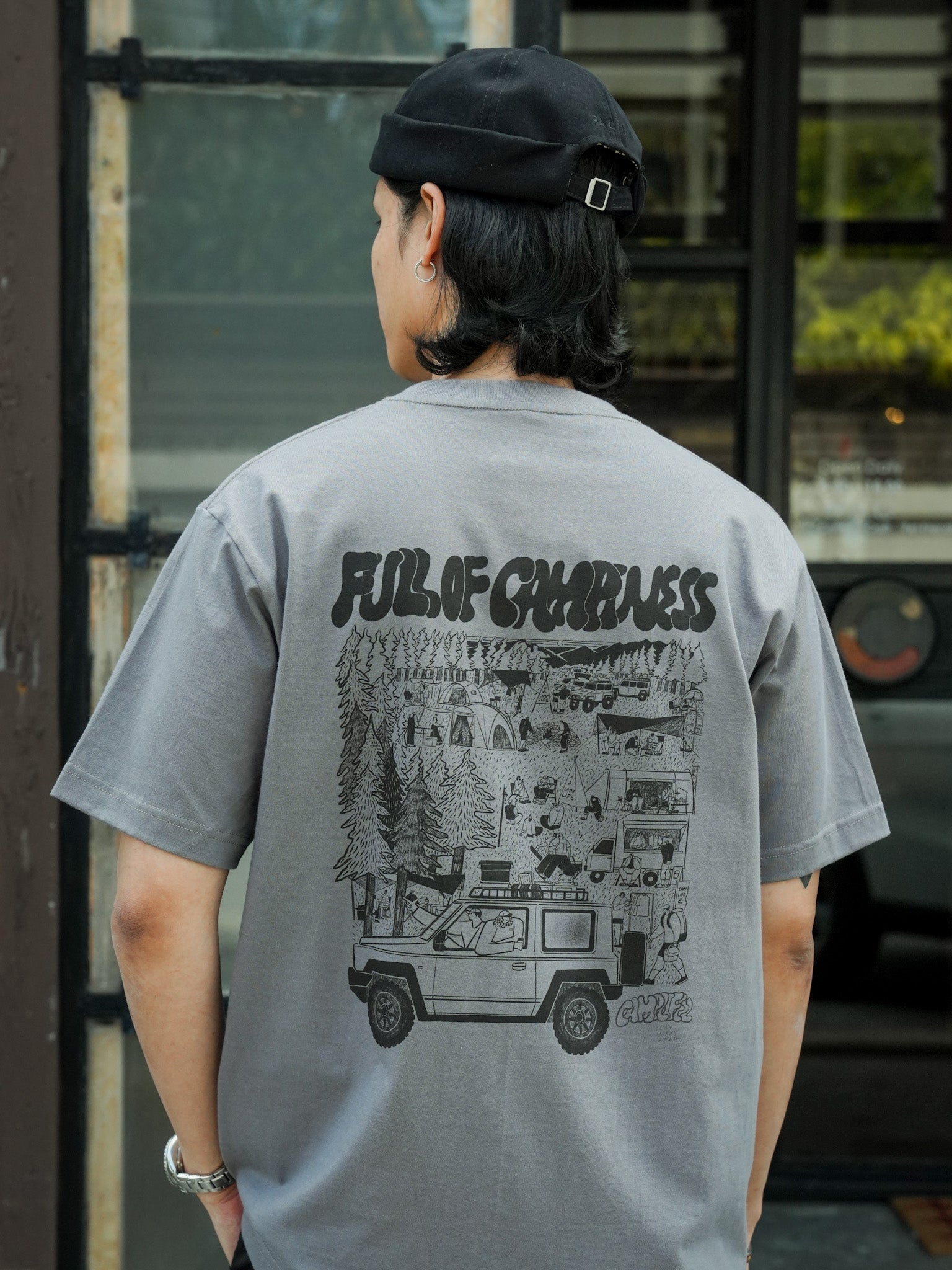 FULL OF CAMPINESS TEE - DARK GREY