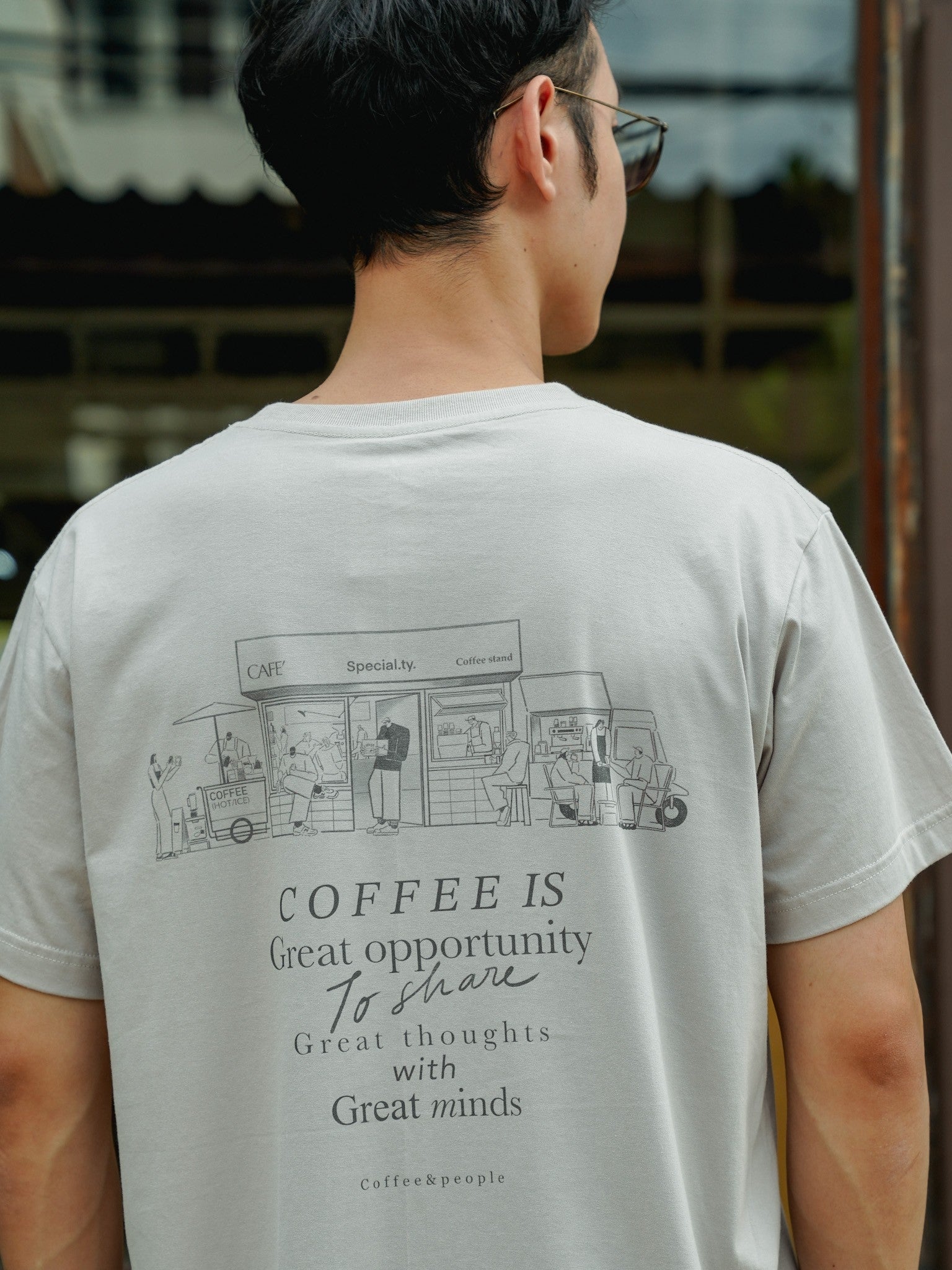 COFFEE STAND TEE - LIGHT GRAY