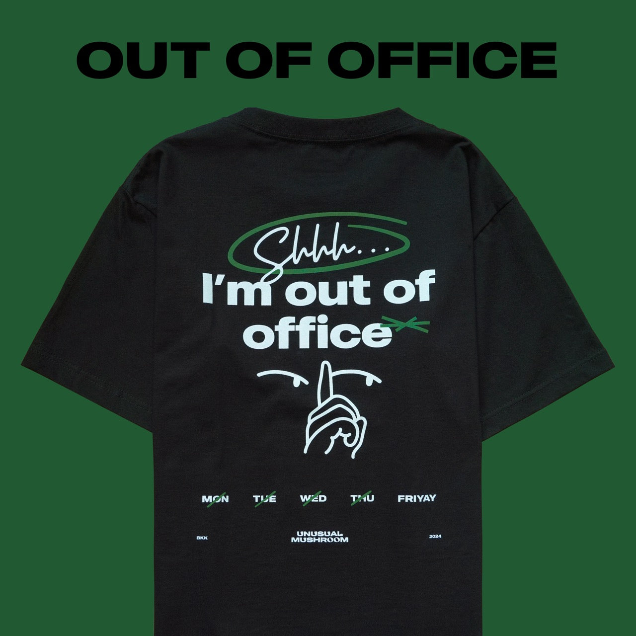 OUT OF OFFICE TEE - BLACK/GREEN