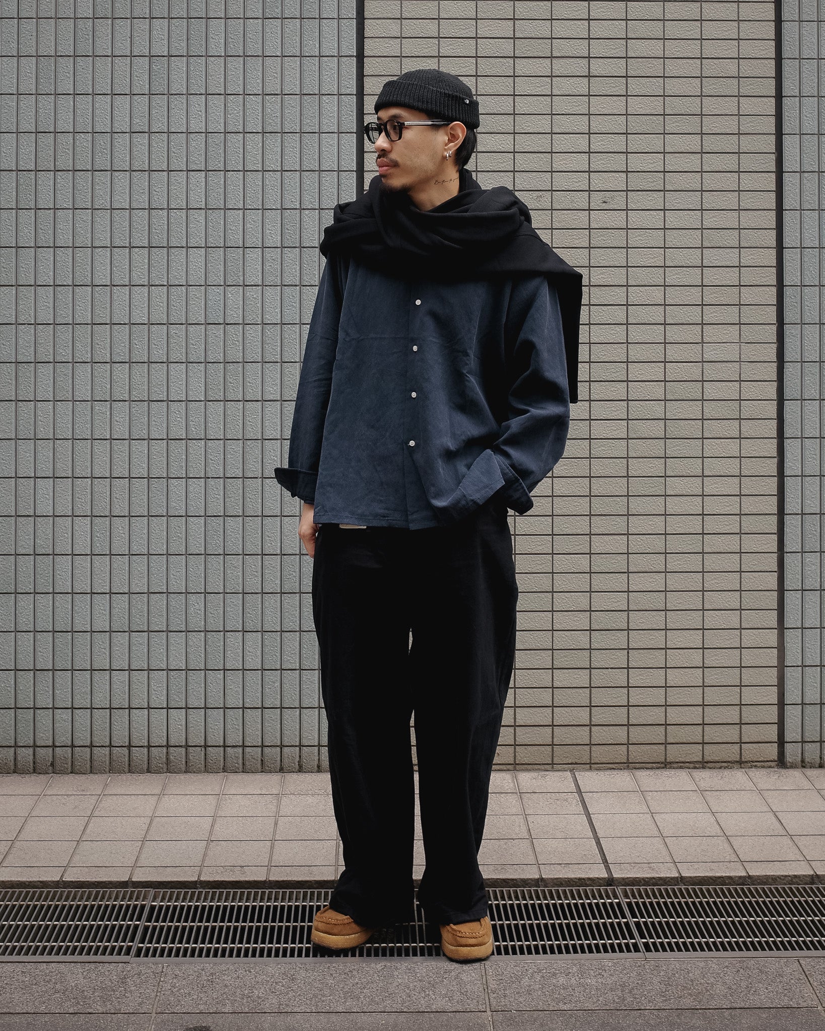 ASANOHA KINU SHIRT NAVY